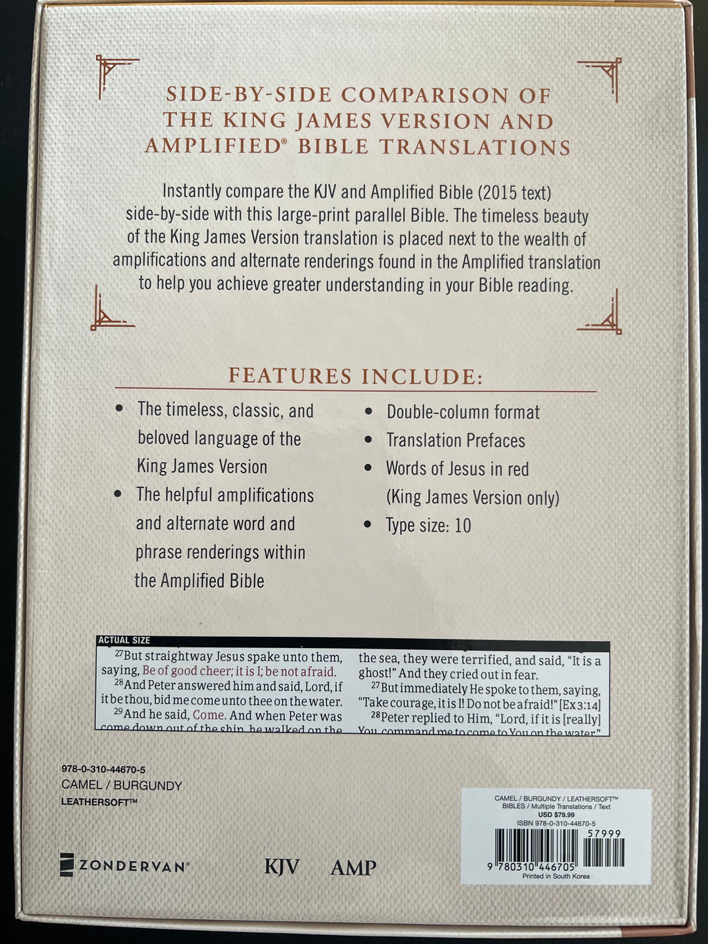 KJV-AMP Parallel Bible: Two Bible Versions Together for Study and Comparison (Large Print)